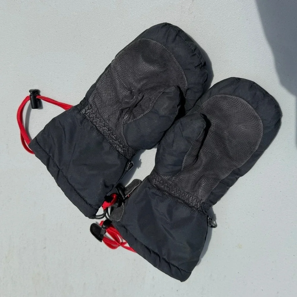 Marmot Women's Black Sz Small Nylon and Leather Ski Snow‎ Mitten Set